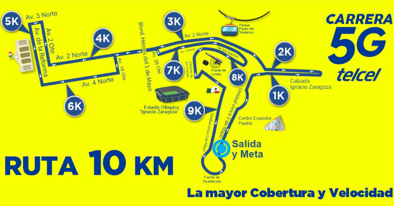 Conoce la ruta de la carreta Telcel 5G Puebla 2023 de 10 Km.- Blog Hola Telcel