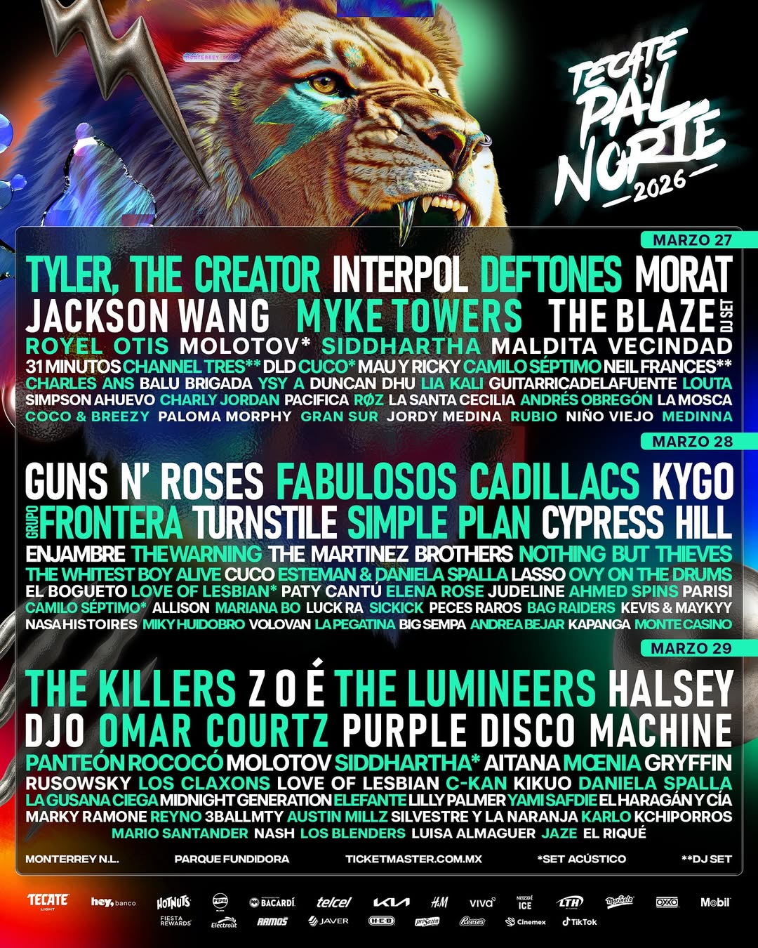 Se revela el cartel del festival Pa’l Norte 2026.- Blog Hola Telcel Todo listo para el Tecate Pa’l Norte 2026.- Blog Hola Telcel