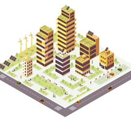 Infografía sobre edificios verdes y su impacto en el medio ambiente