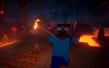 Personaje de Minecraft corriendo en un escenario peligroso para ir a ver la nueva película live-action de Minecraft.- Blog Hola Telcel
